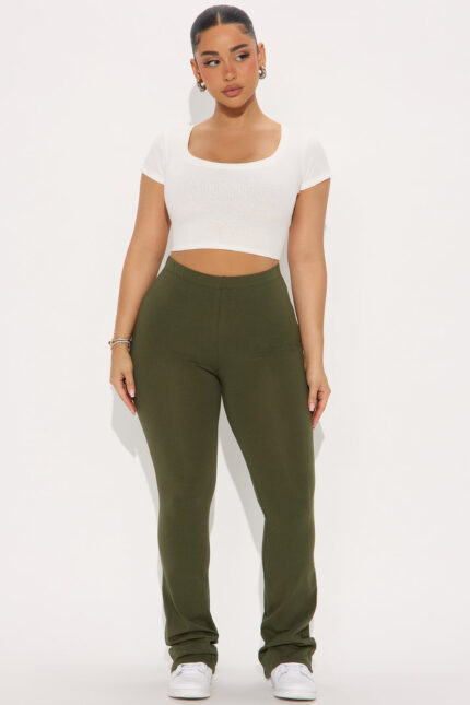 Petite Adriana Flare Pant - Dark Olive