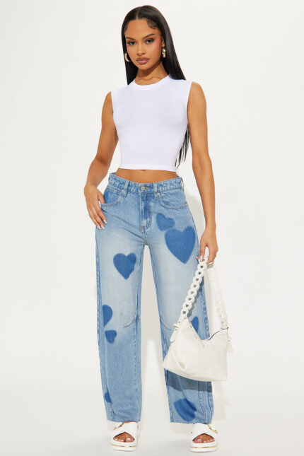 From My Heart High Rise Loose Taper Leg Jeans - Light Wash