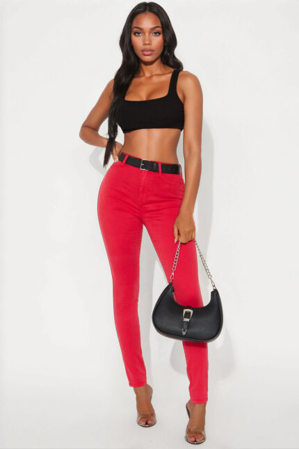 Tall Classic Color High Waist Skinny Jeans - Red