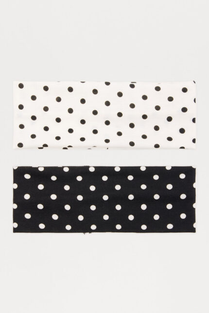Romance Awaits 2 Piece Polka Dot Headband Set - Black/White