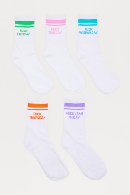 Fuck Weekdays 5 Pack Socks - White/combo