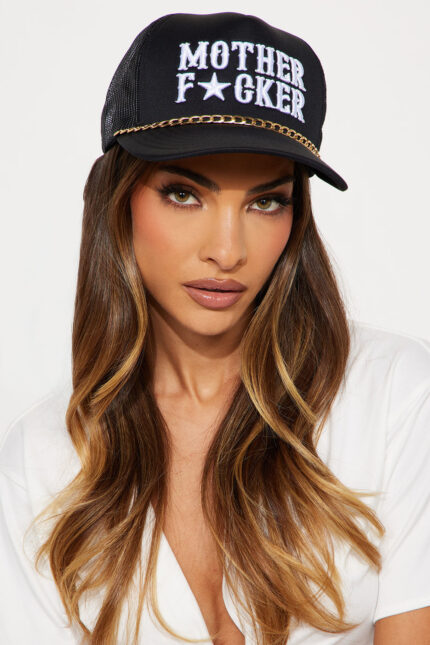 MotherF*cker Chain Trucker Hat - Black/White