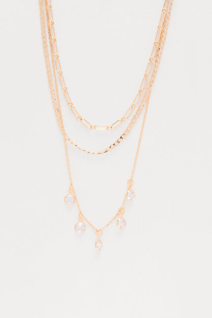 Dazzline Rhinestone Layered Necklace - Gold