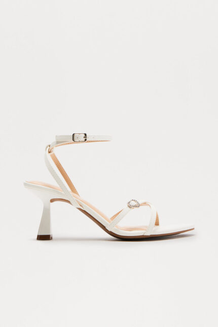 Stillar Ankle Strap Heels - White