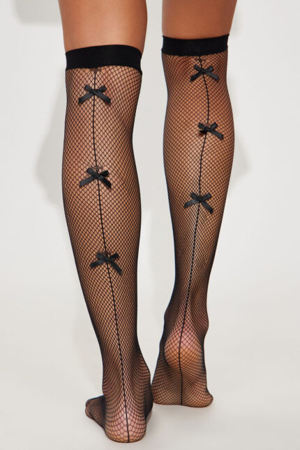 Bow Fishnet Socks - Black