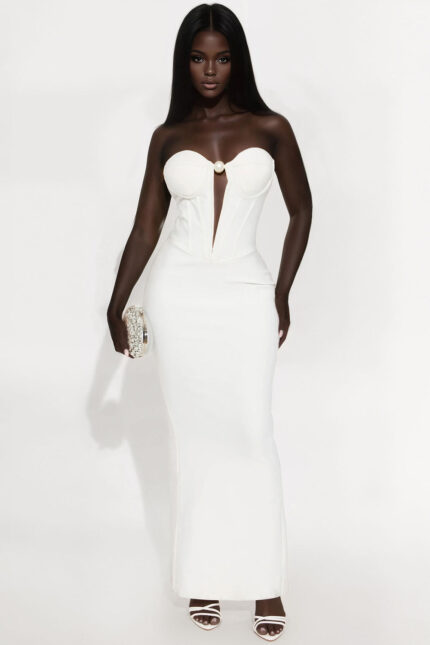 Sweet Attraction Bandage Maxi Dress - White
