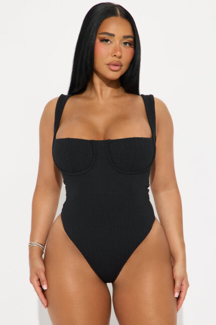 It Girl Ribbed Bodysuit - Black