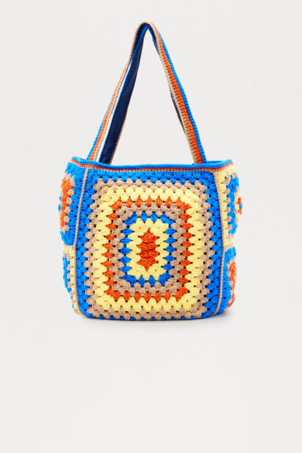 Seas The Day Crochet Tote Bag - Blue/combo