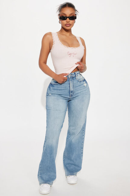Imara High Rise Straight Leg Jeans - Medium Wash