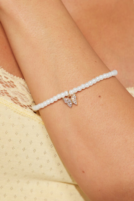 Pearls & Butterfly Layered Anklet  - White