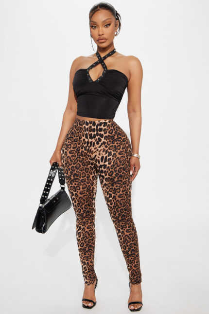 Unapologetically Fierce Leopard Butt Ruched Legging - Brown Combo