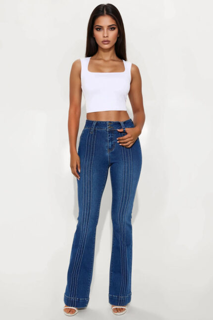 Modern Girl Trouser Flare Jeans - Medium Wash