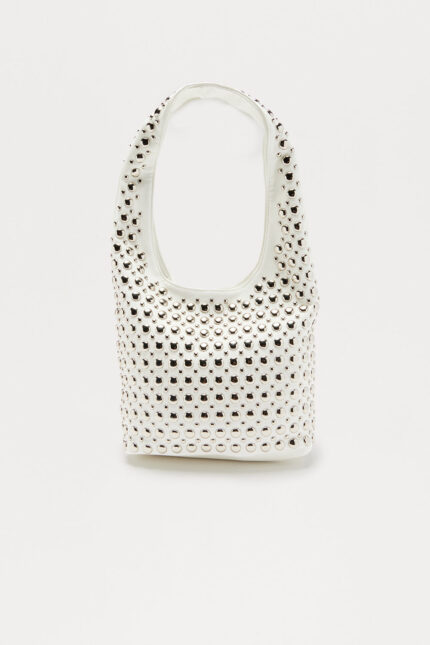 Midnight Metal Faux Leather Handbag - White