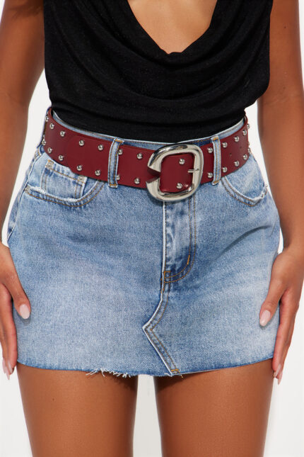 Rebel Wide Belt - Burgundy