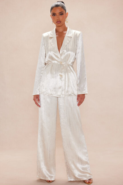 La Perla Satin Suit Set - Silver