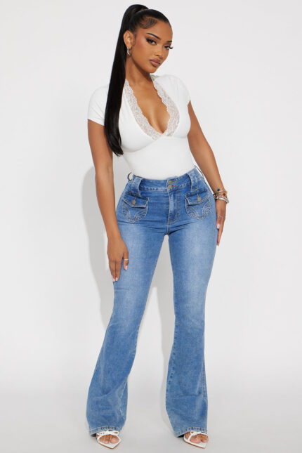 Take It Easy High Rise Flare Jeans - Light Wash