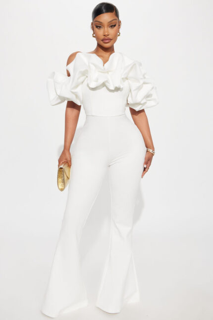 Ruffle Affair Jumpsuit - White