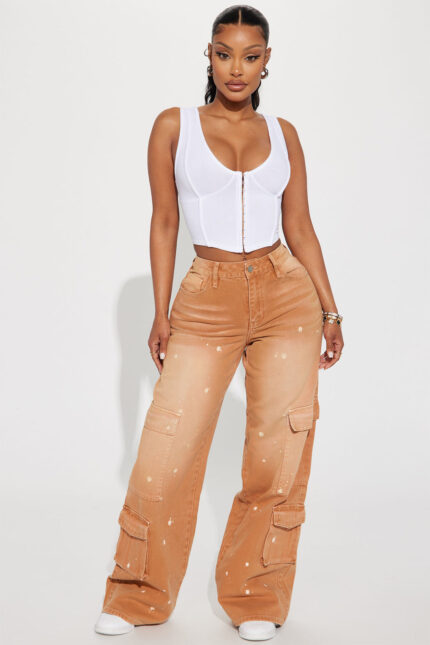 Magic Touch Non Stretch Cargo Jean - Tan