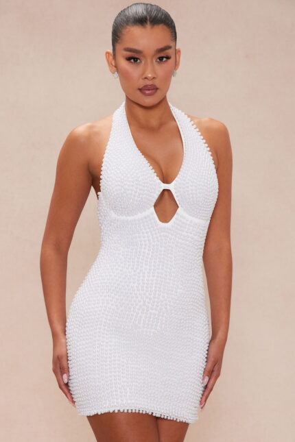Shiloh Embellished Mini Dress - White