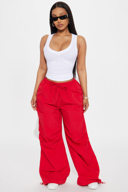 Making Moves Windbreaker Track Pant - Red