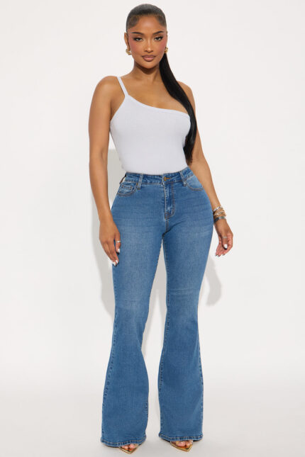 Tall Vibe Check Curvy Stretch Flare Jeans  - Medium Wash