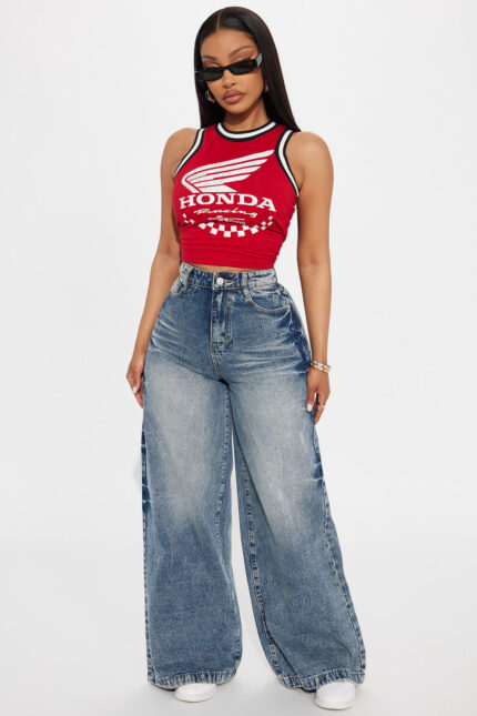 Unclaimed Baggage Loose Wide Leg Jeans - Medium Wash
