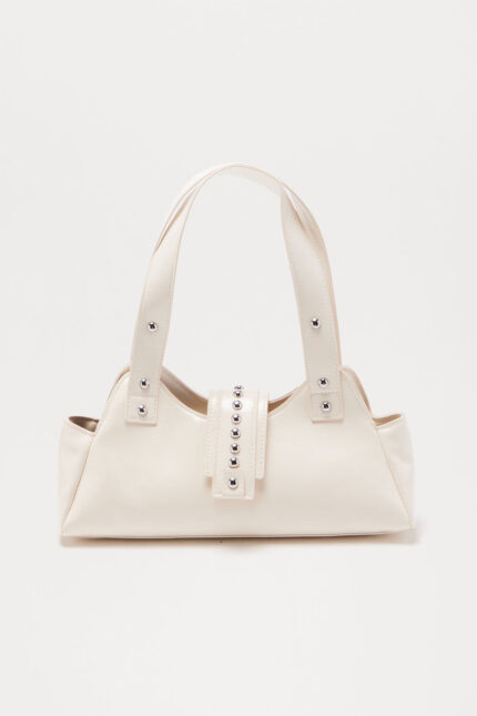 Over And Over Studded Shoulder Bag - Ivory
