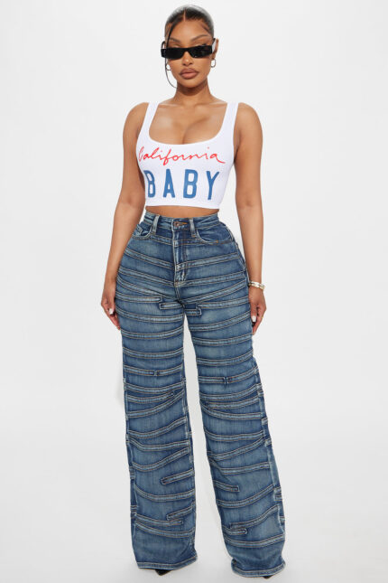 Seams Natural Wide Leg Jeans - Dark Wash