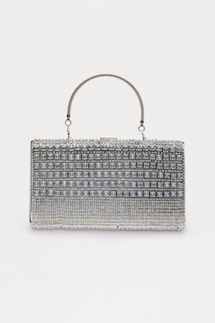 Glitz Amour Rhinestone Clutch - Silver
