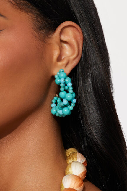 Sea Romance Statement Hoop Earrings - Turquoise