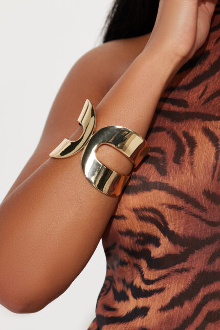 Industrial Chic Statement Cuff Bracelet - Gold