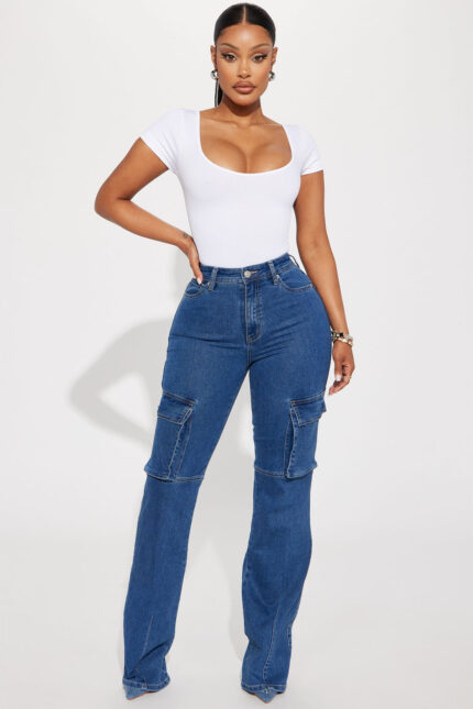 Got My Way Stretch Cargo Bootcut Jean - Dark Wash