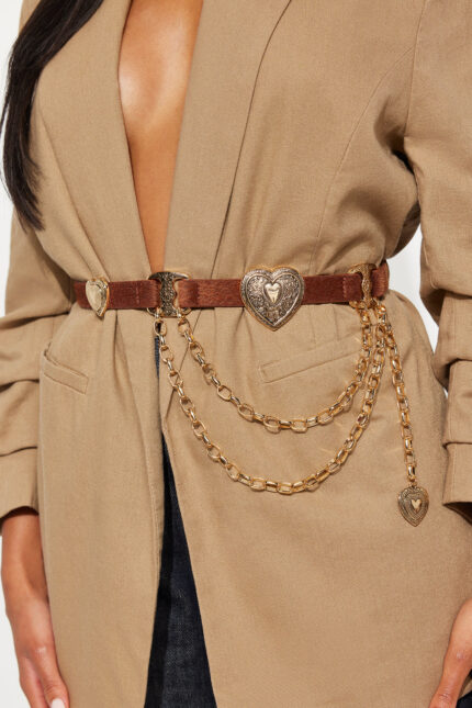 Charming Heart Belt - Cognac