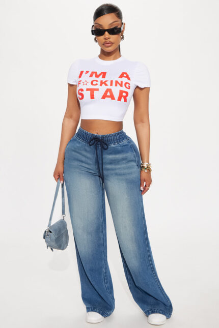 Ocean Drive Drapey Wide Leg Jeans - Medium Wash