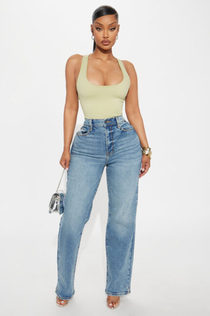 Skylar Split Hem Dad Jeans - Medium Wash