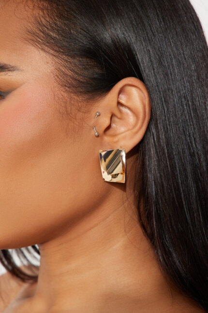 One Of Many Faces Studs  - Gold