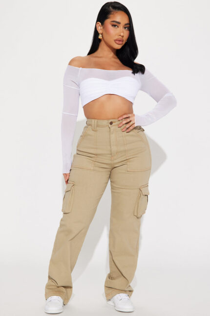 Won't Be Knocked Down Cargo Boyfriend Jeans - Khaki