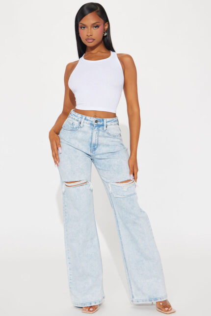 Remi Ripped Stretch Baggy Jeans - Vintage Wash