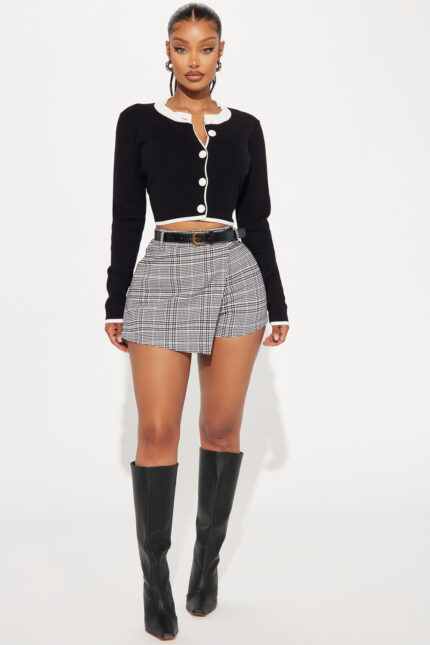 Out And About Plaid Skort - Black/combo