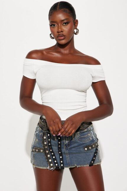 Lily Off Shoulder Short Sleeve Top - White
