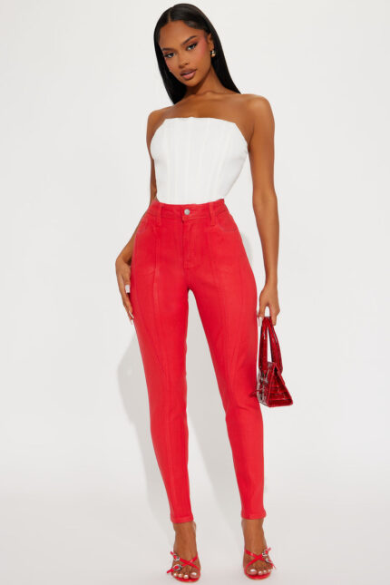 Limited Edition Coated Skinny Pant - Red