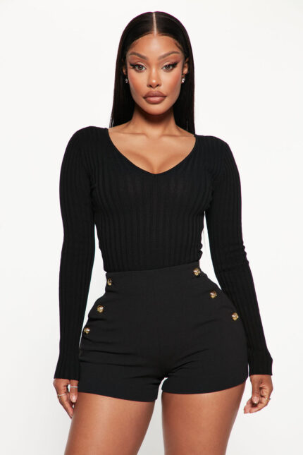 Kallan Knit Sweater Top - Black