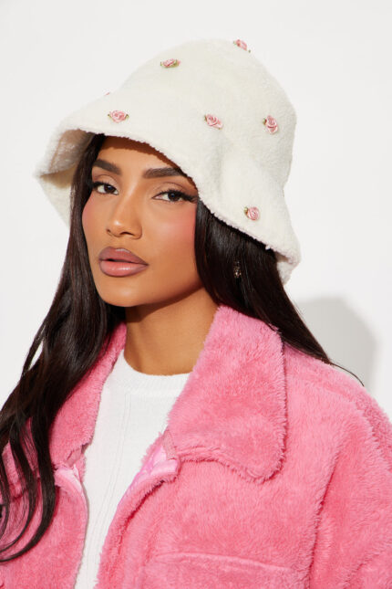 Pink Rose Bucket Hat - White/Pink