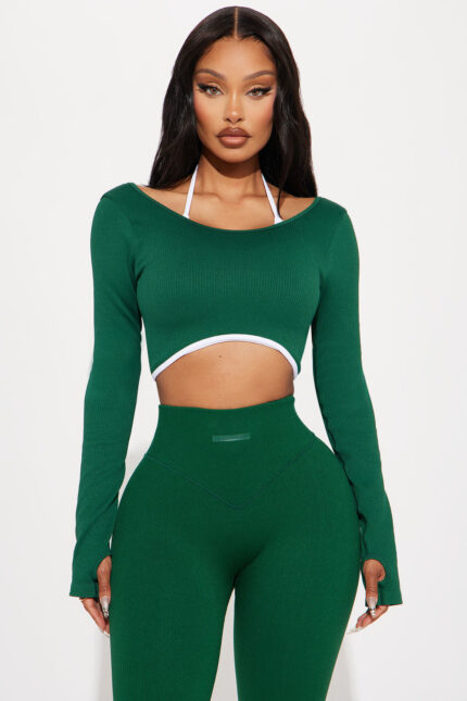 Stay Grounded Effortless Seamless Active Top - Emerald
