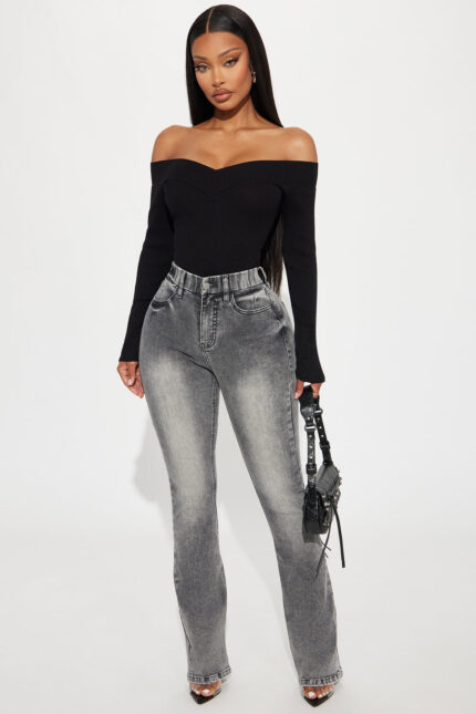 She Stands Out Tummy Control Bootcut Jeans - Grey