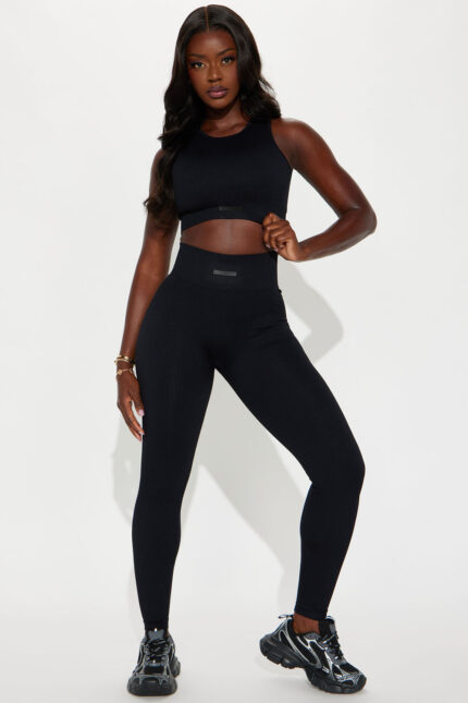 Keep The Momentum Wide Ribbed Active Legging - Black