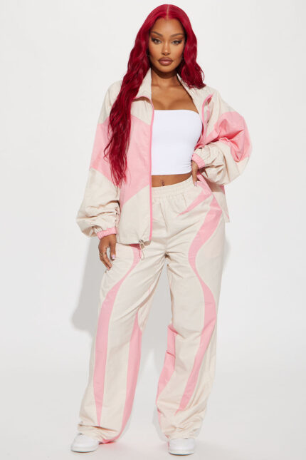 Sydney Windbreaker Track Pant - Pink/combo