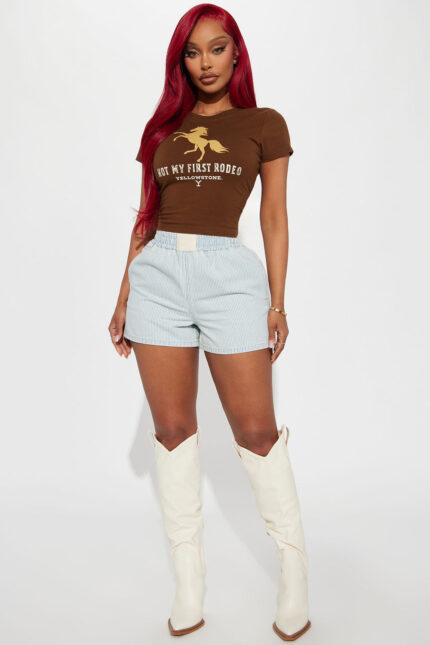 On My Way Out Boxer Denim Shorts - Light Wash