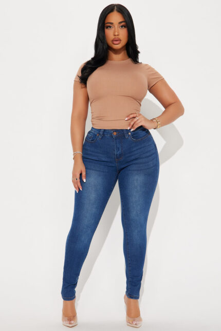Vibe Check Curvy Stretch Skinny Jeans - Dark Wash