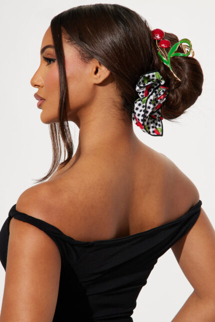 Picking Cherries 2 Piece Hair Set - Black/Red